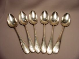 6 Large Antique Austrian Silver Spoons