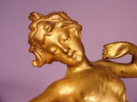 Antique Art Nouveau Gilt Bronze Lady Signed A. Mareil