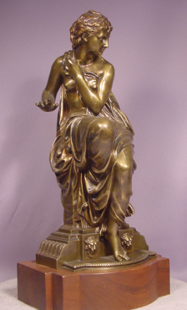 Antique Classical Bronze Seated Lady Signed H. Dumage