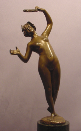 Art Nouveau Nude Female Dancer Tambourine V.Seifert