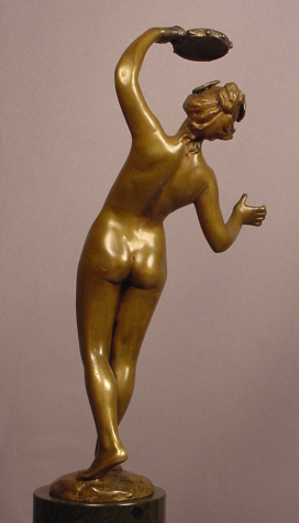 Art Nouveau Nude Female Dancer Tambourine V.Seifert