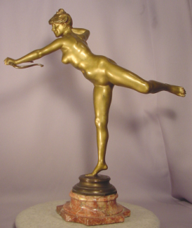 Antique Bronze Nude Diana With Bow A. Falguiere