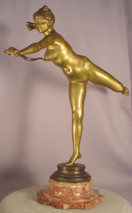 Antique Bronze Nude Diana With Bow A. Falguiere