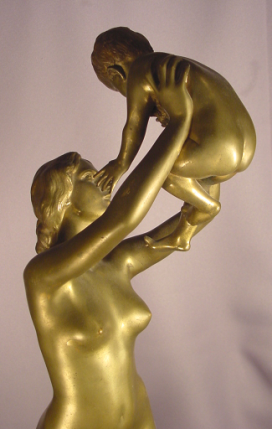 Antique Bronze Nude Lady With Baby J. Boese Berlin