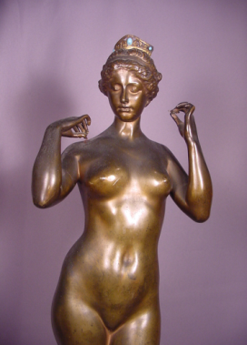 Chrysis Nude Lady Antique Bronze Sculpture G. Colin