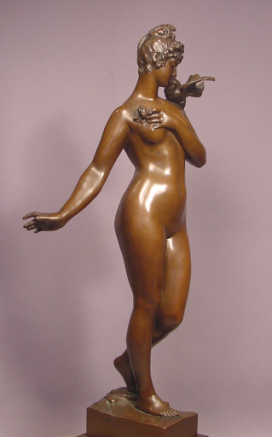 Antique Nude Lady & Bird Bronze Aktien Cesellochaft