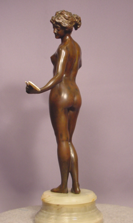 Antique Bronze Nude Lady Holding Mirror P. Philippe