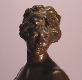 Antique Bronze Nude Lady Holding Mirror P. Philippe