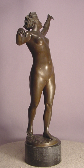 Exquisite Antique Nude Bronze Nymph Artist Signed Bruno Kruise 1893