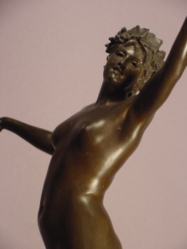 Exquisite Antique Nude Bronze Nymph Artist Signed Bruno Kruise 1893