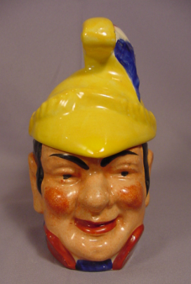Antique Glazed Ceramic Tobacco Jar Helmeted Man