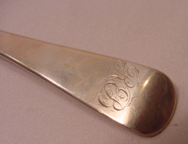 William Eley London 1802 Georgian Sterling Silver Vegetable Spoon Monogram REB