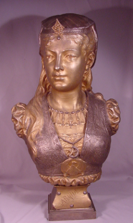 Extraordinary Lifesize French Gilt Bronze Bust Armide Zacharie Rimbez