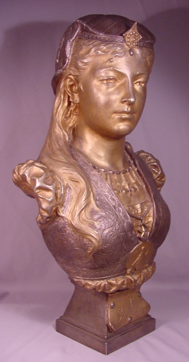 Extraordinary Lifesize French Gilt Bronze Bust Armide Zacharie Rimbez