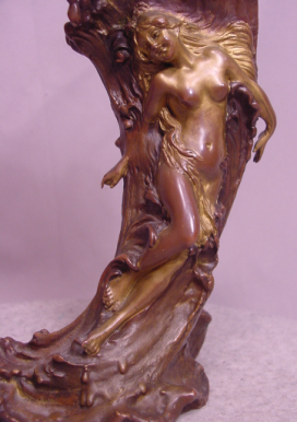 Rare Antique Signed C. Kauba Geschutzt Nude Bronze Lady on a Wave