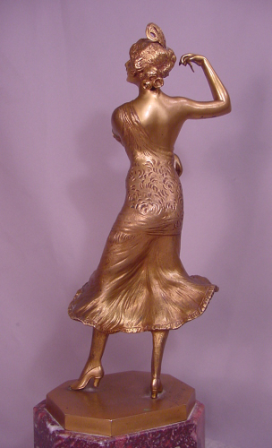 Beautiful Antique Signed Vienna Gilt Bronze Flamenco Dancer
