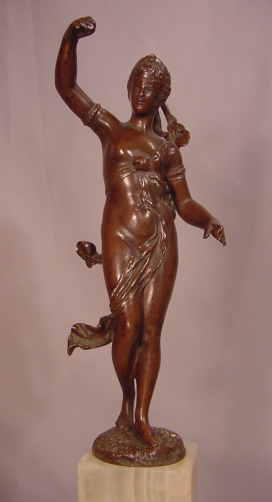 Beautiful Antique Circa 1900 Semi Nude Lady Bronze Signed Eichberg