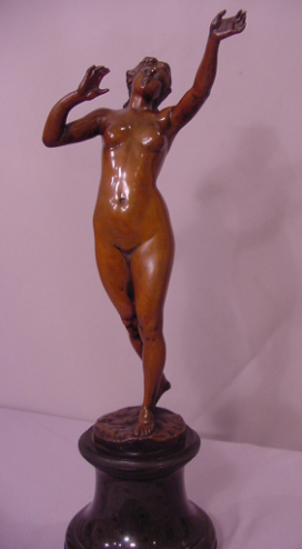 Beautiful Antique Bronze Nude Lady Sculpture Kowalczewski