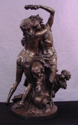 Magnificent Antique Bronze Clodion Barbedienne Foundry Satyr Nude Nymph Bachus