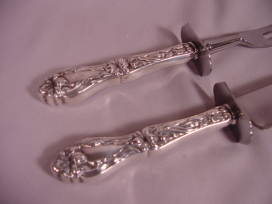 Beautiful Antique Whiting Lily Pattern Sterling Silver Carving Set