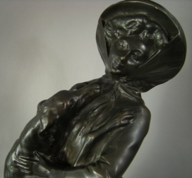 Antique Vienna Bronze Woman with Borzoi Russian Wolfhound Signed St. Schwartz