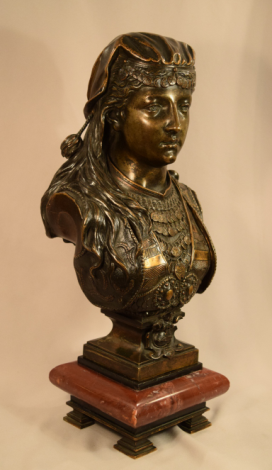 Zacharie Rimbez Antique Orientalist Polychrome Bronze Womans Bust 19th Century