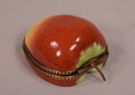 Vintage Hand Painted Limoges Porcelain Apple Shaped Pill Box