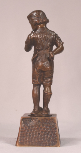 Beautiful Antique Austrian Bronze Boy Hiding Pipe Behind Him Signed R. Langer