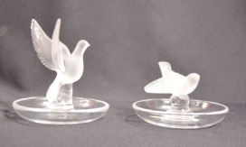 Two Lalique Cyrstal Ring Trays with Birds