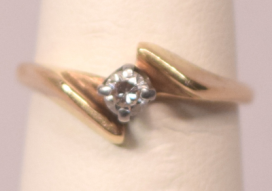 Marked 14k Yellow Gold Ring Size 4-3/4 .15 Carat Diamond Ring