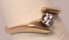 Marked 14k Yellow Gold Ring Size 4-3/4 .15 Carat Diamond Ring