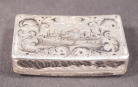 1848 Antique Russian Silver & Enamel Pocket Snuff or Cigarette Box