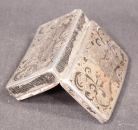 1848 Antique Russian Silver & Enamel Pocket Snuff or Cigarette Box