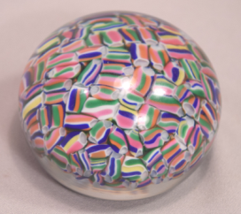 Beautiful Baccarat Crystal Paper Weight Macedoine Motif Multi-Colored Millefiori