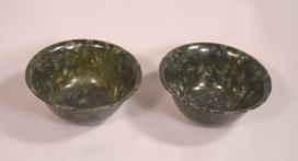 Pair of Beautiful Circa 1900 Spinach Jade Chinese Bowls