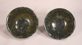 Pair of Beautiful Circa 1900 Spinach Jade Chinese Bowls