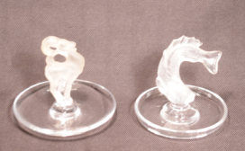 Two Lalique Ring Trays a Ram and a Fish Signed in Script Lalique France.