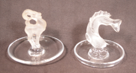 Two Lalique Ring Trays a Ram and a Fish Signed in Script Lalique France.