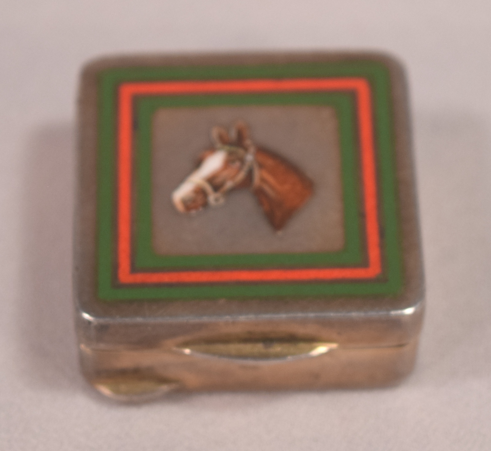 GUCCI Vintage Red & Green Enamel Gold Plated Pill Box