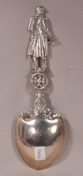 Beautiful Large Sterling Silver High Relief Napoleon Sculpture Ornate Spoon