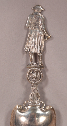 Beautiful Large Sterling Silver High Relief Napoleon Sculpture Ornate Spoon