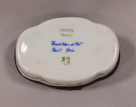 Beautiful Vintage Limoges Porcelain Pill Box Lovely Inscription on the Top