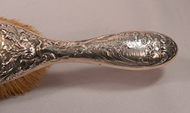 Superb Unger Brothers Sterling Silver Art Nouveau Brush with Nude Lady in Waves