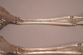 Pair of Tiffany Sterling Silver 1892 Fancy High Relief Berry Spoons