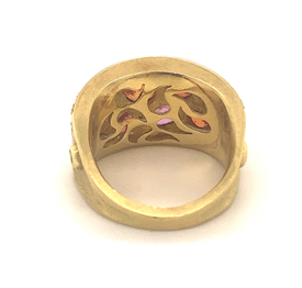 Vintage Designer Ionescu Fancy Multicolor Sapphire Diamond 18k Gold Ring