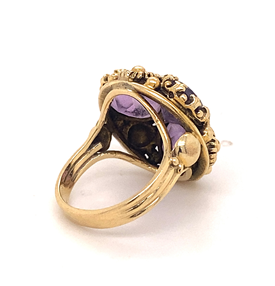 Vintage Designer Amethyst 14K Yellow Gold Ring