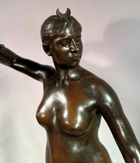 Superb Antique Bronze Diana signed Falguiere 18 Inches Paris Foundry