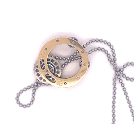 Roberto Brun Mechanical 14k Gold Ruby Pendant Necklace