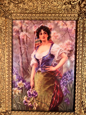 Exquisite Antique KPM Painting on Porcelain Plaque Beautiful Lady with Flowers  