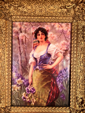 Exquisite Antique KPM Painting on Porcelain Plaque Beautiful Lady with Flowers  